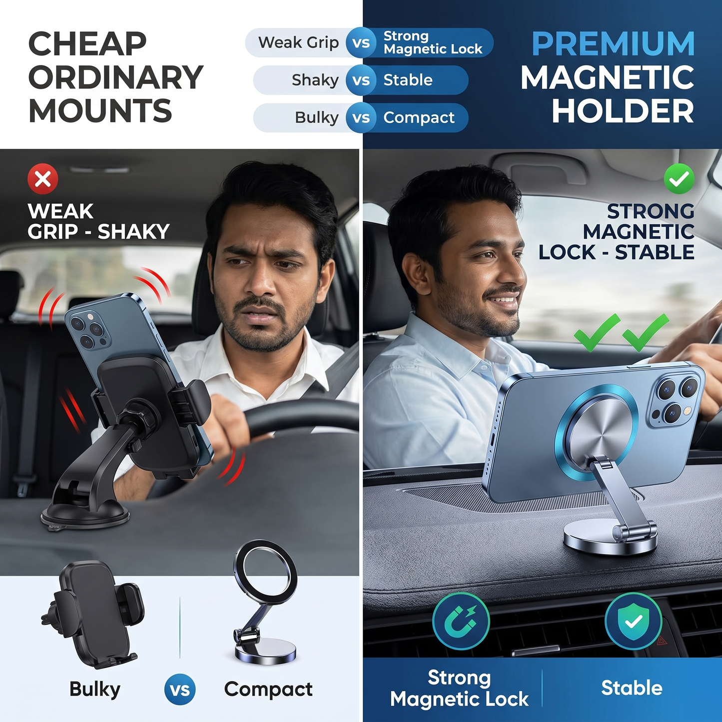 Twist-Lock 360° Magnetic Dashboard Phone Mount
