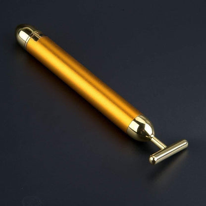 24K Gold T-Bar Electric Facial Massage Roller for Face & Neck