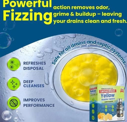 LemonBlast Deep Clean Drain Bubble Tablets – Lemon Fresh (24 pcs)