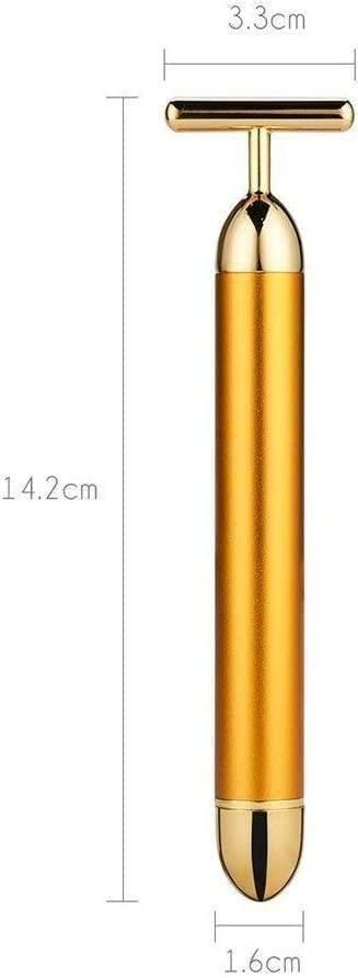 24K Gold T-Bar Electric Facial Massage Roller for Face & Neck
