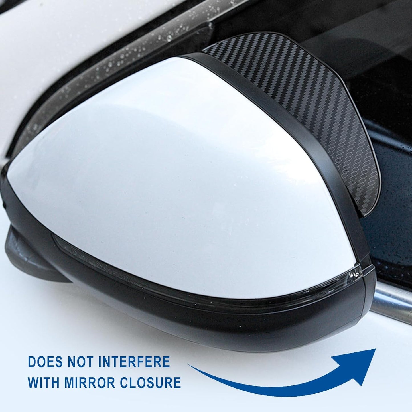 Car Rearview Mirror Rain Shield (Carbon Fibre Finish)