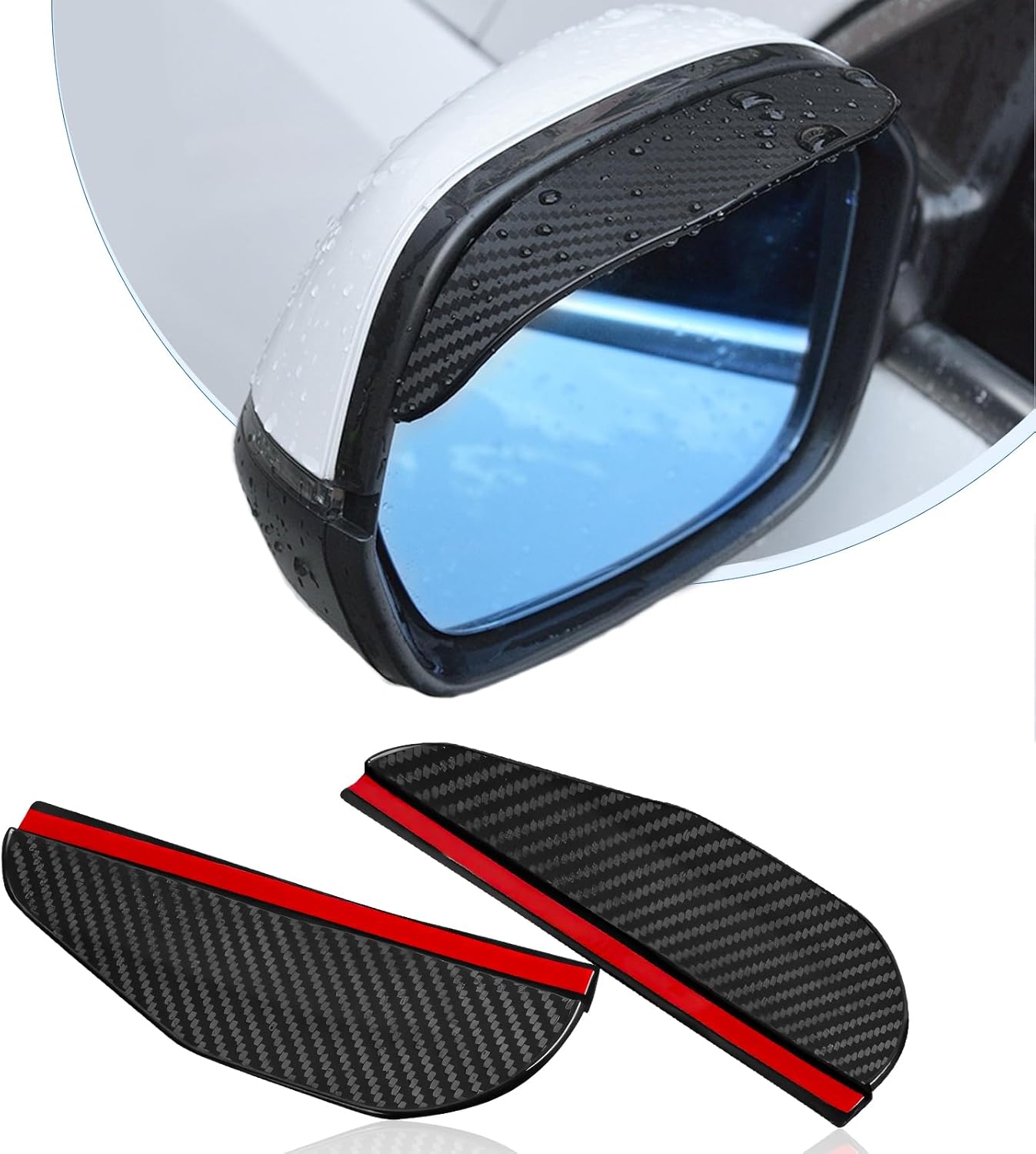 Car Rearview Mirror Rain Shield (Carbon Fibre Finish)