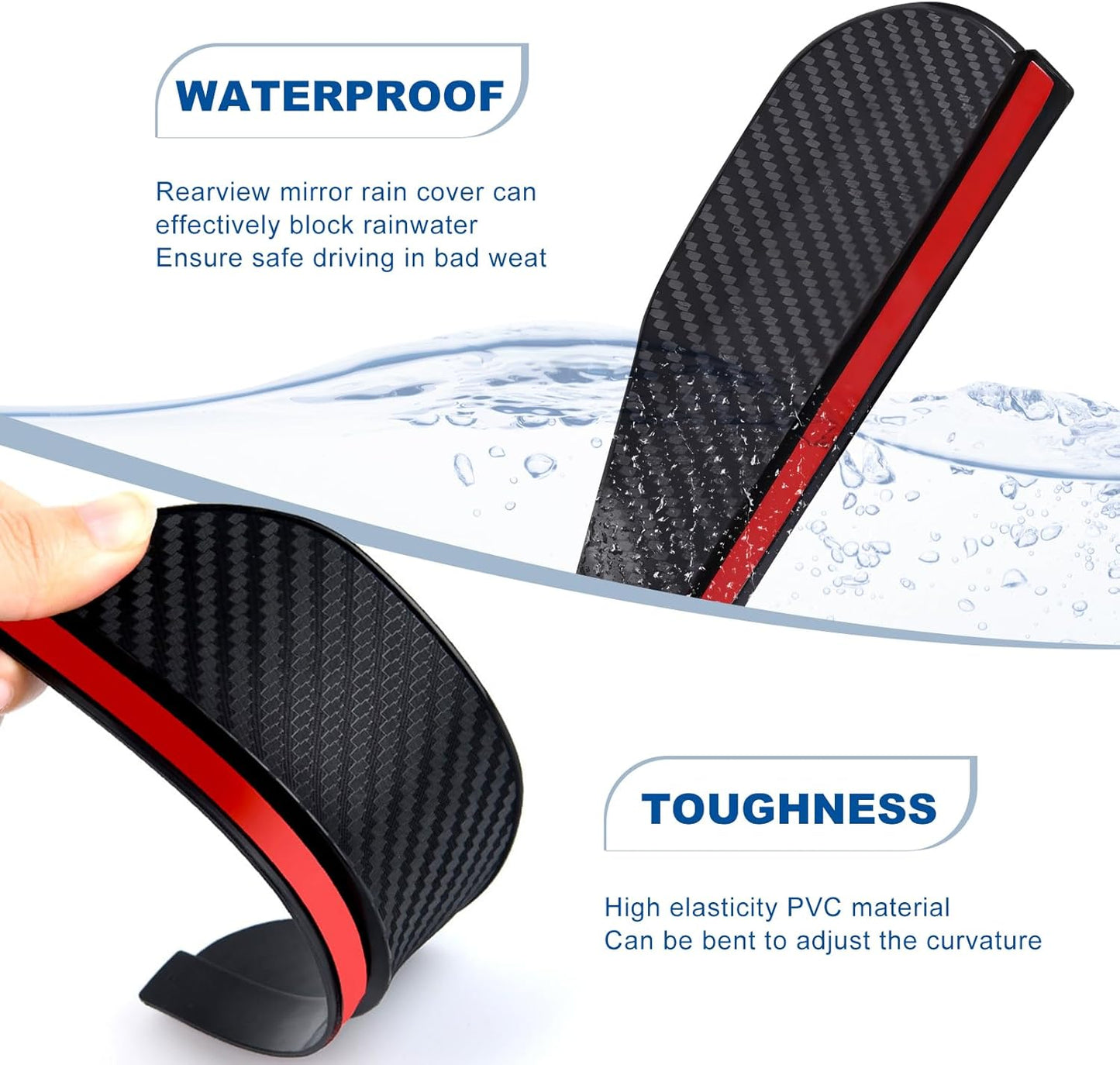 Car Rearview Mirror Rain Shield (Carbon Fibre Finish)
