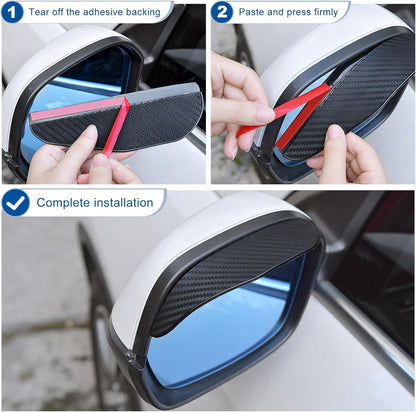 Car Rearview Mirror Rain Shield (Carbon Fibre Finish)