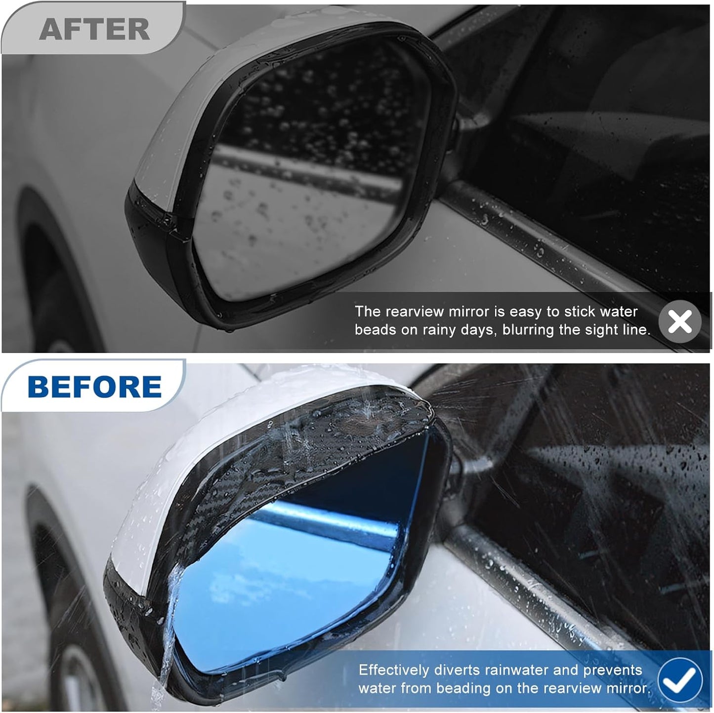 Car Rearview Mirror Rain Shield (Carbon Fibre Finish)