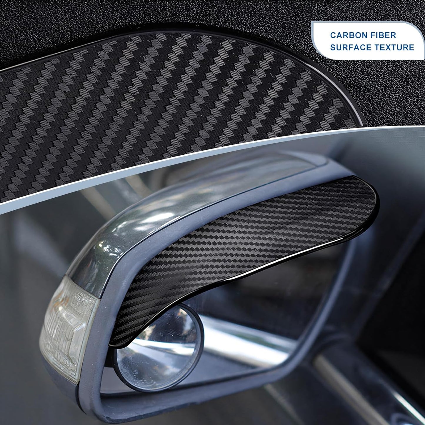 Car Rearview Mirror Rain Shield (Carbon Fibre Finish)