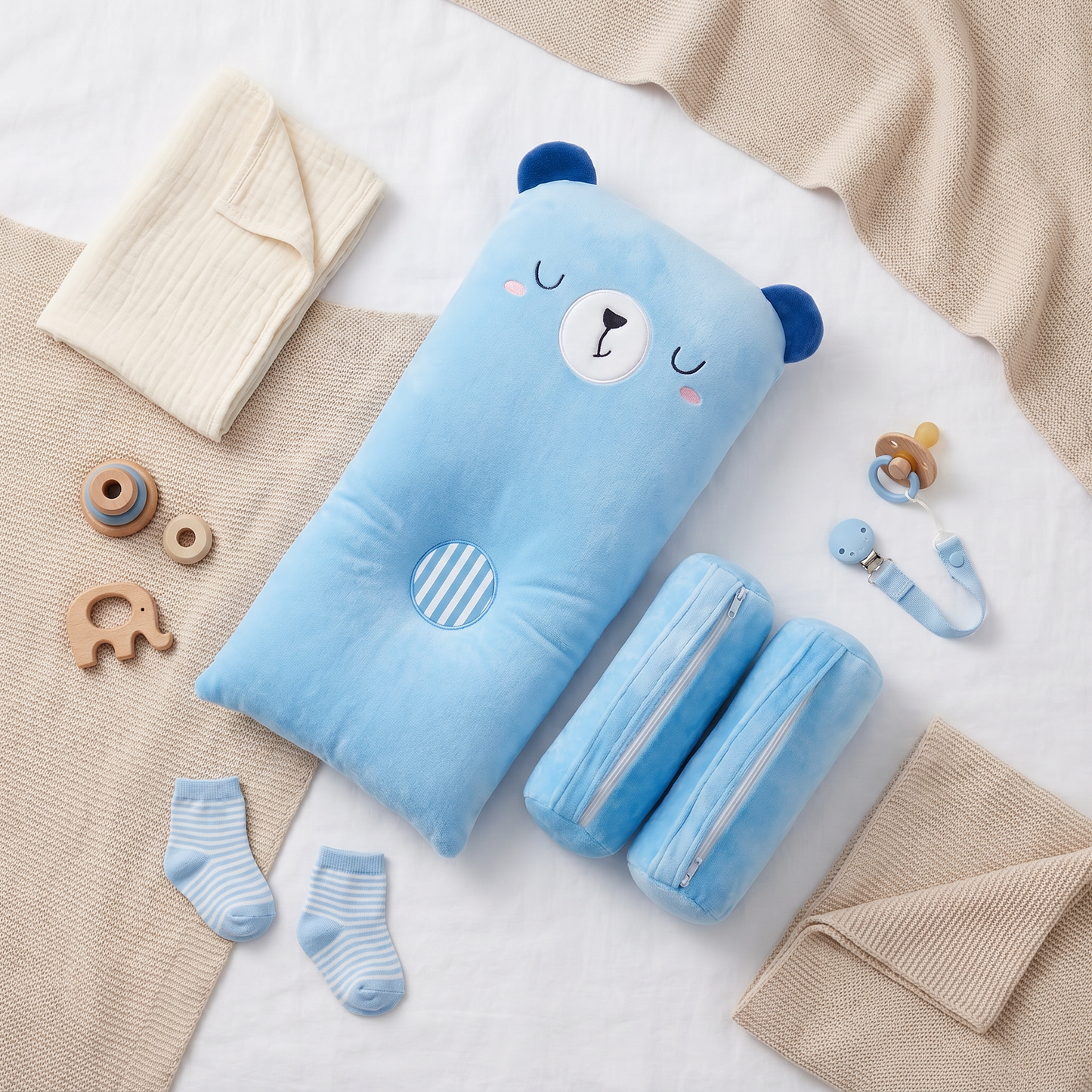 Cradle-Cup 360° Soft Cartoon Head-Shaping Pillow for Babies